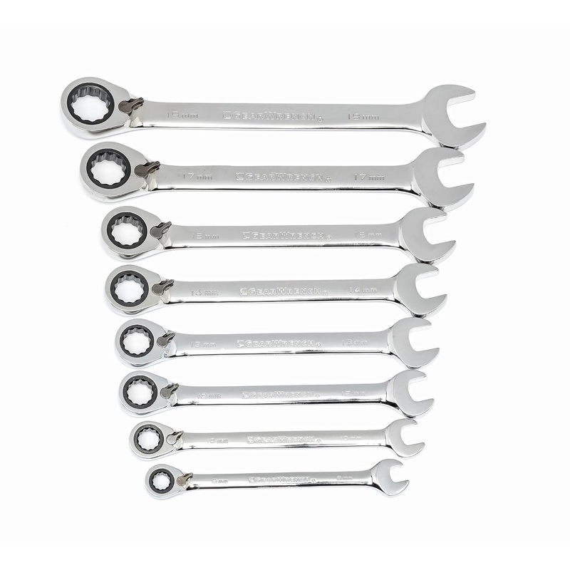 GEARWRENCH 8 Pc. 12 Point Reversible Ratcheting Combination Metric Wrench Set - 9543 - - Amazon.com