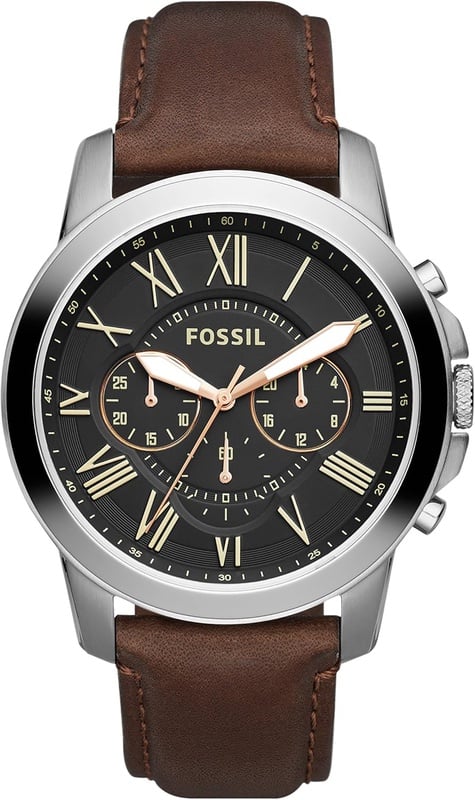 Amazon.com: Fossil Men's Grant Quartz Leather Chronograph Watch, Color: Brown (Model: FS4813IE): Fossil: Watches
