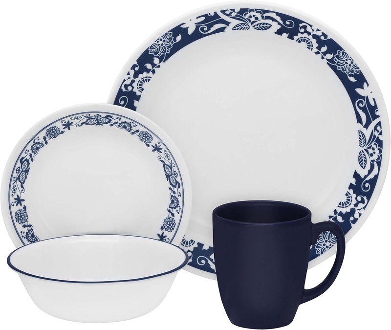 Amazon.com: Corelle 3567 Livingware True 16-pc Dinnerware Set, White and Blue: Home & Kitchen
