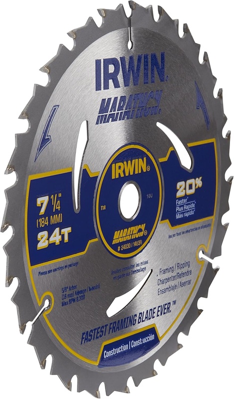 IRWIN Tools MARATHON Carbide Corded Circular Saw Blade, 7 1/4-inch, 24T (24030) - Circular Saw Blades - Amazon.com