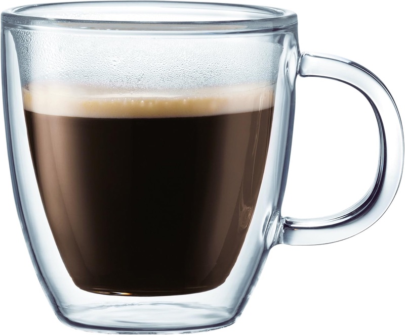 Amazon.com: Bodum Bistro Coffee Mugs, Double-Wall Insulated Glass, Clear, 10 Ounces Each (Set of 2): Old Fashioned Glasses: Kitchen & Dining