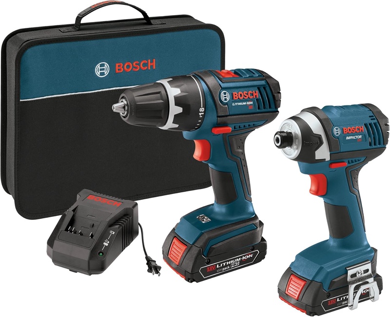 Bosch CLPK234-181 18-Volt Lithium-Ion 2-Tool Combo Kit with 1/2-Inch Compact Tough Drill/Driver, Impact Driver, 2 High Capacity Batteries, Charger and Case - Power Impact Drivers - Amazon.com