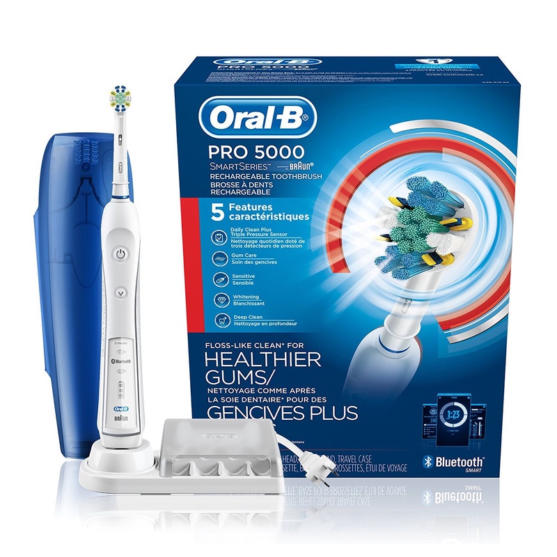 Amazon.com: Oral-B Pro 5000 SmartSeries Power Rechargeable Electric Toothbrush with Bluetooth Connectivity, Powered by Braun: Beauty