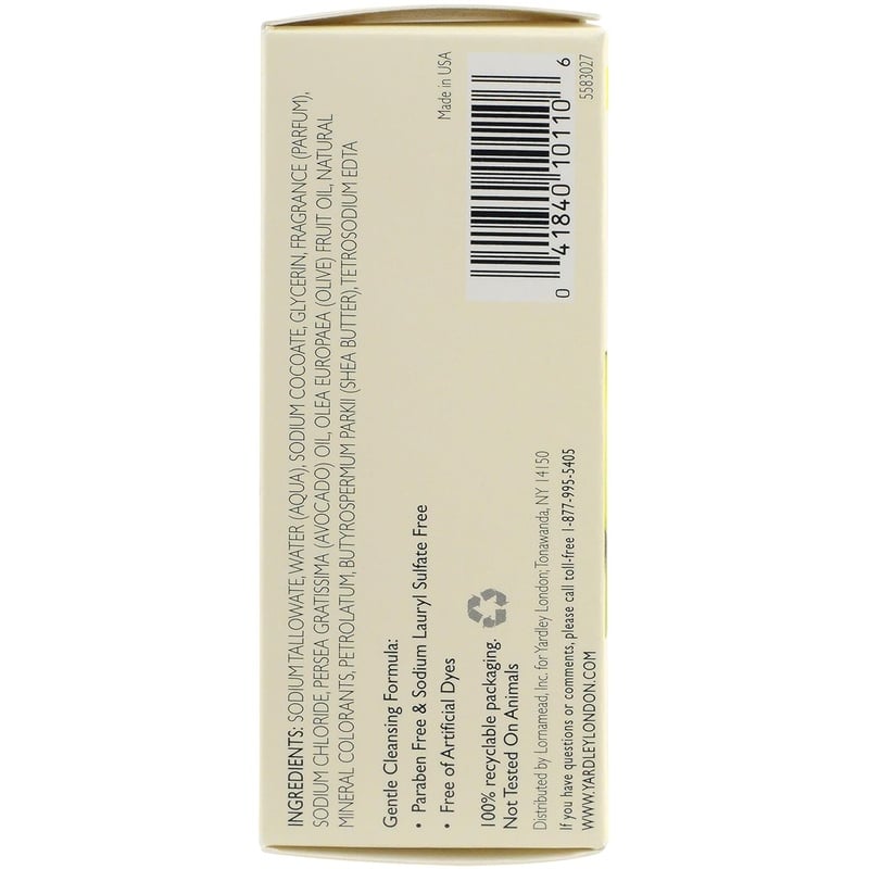 Amazon.com : Yardley London Aloe & Avocado Naturally Moisturizing Bath Bar, 4.25 ounce : Bath Soaps : Beauty