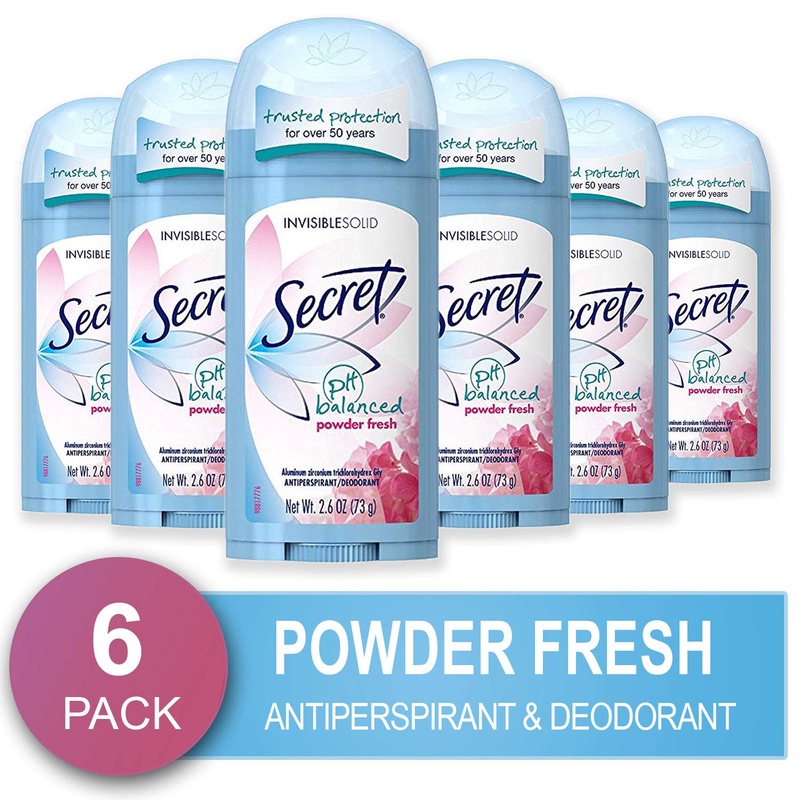 Amazon.com: Secret Antiperspirant and Deodorant for Women, Powder Fresh Scent, Invisible Solid, pH Balanced, 2.6 oz (Pack of 6): Beauty