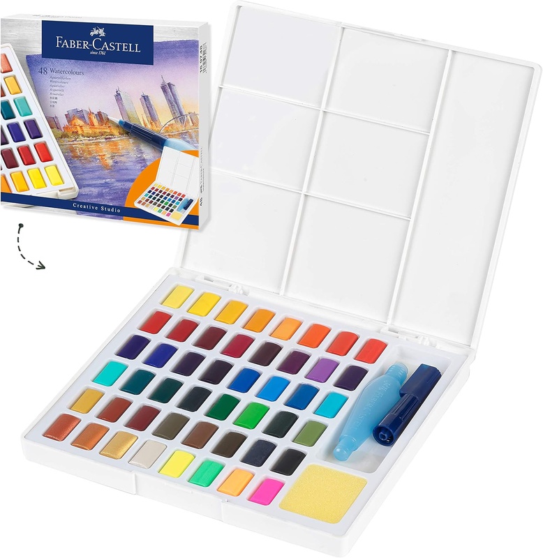 Amazon.com: Faber-Castell FC169748 Watercolors in Pans 48ct Arts and Crafts, us48, Multi: Toys & Games