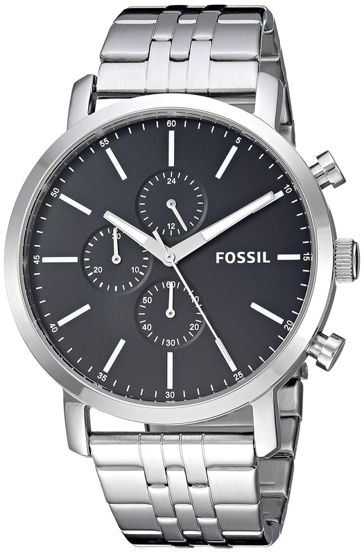 Amazon.com: Fossil Men's Luther Quartz Watch with Stainless-Steel Strap, Silver, 21.75 (Model: BQ2328IE): Watches