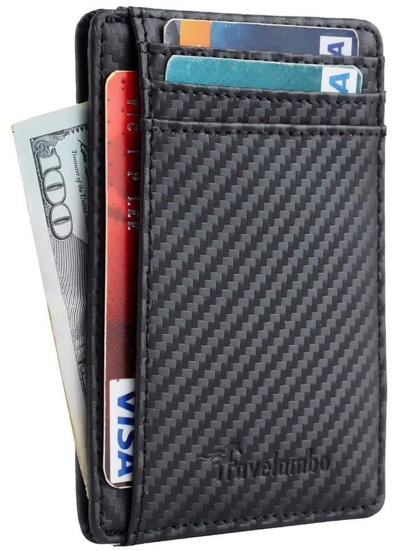 Travelambo Front Pocket Minimalist Leather Slim Wallet, Black, Size One Size at Amazon Men’s Clothing store