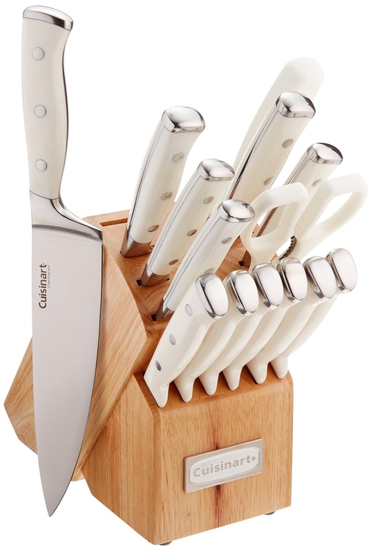 Amazon.com: Cuisinart C77WTR-15P Triple Rivet Collection 15-Piece Cutlery Block Set, White: Kitchen & Dining