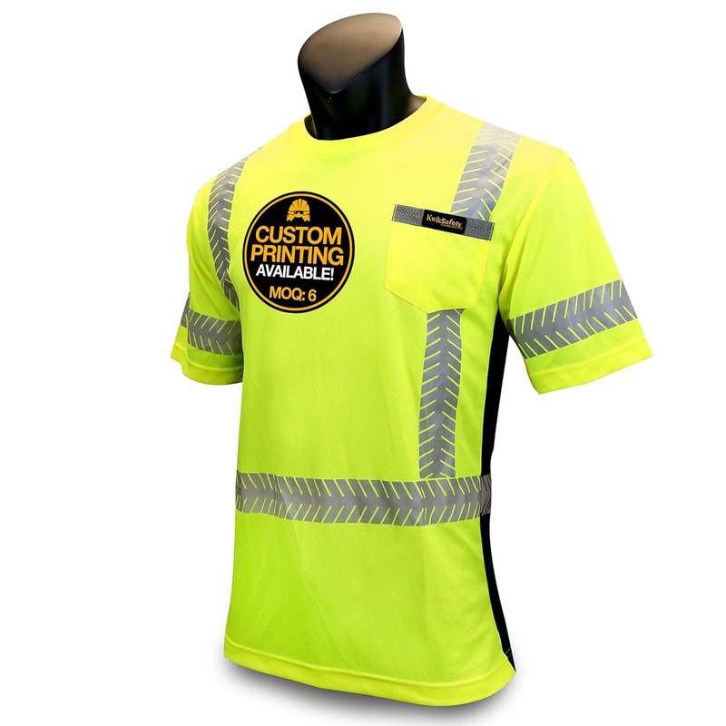 Amazon.com: KwikSafety (Charlotte, NC) DISCOVERY | Class 2 Short Sleeve Safety Shirt | ANSI Work Wear | Hi Vis Moisture Wicking Silver Fishbone | Men Women Construction Exercise Security | Yellow Large: Home Improvement