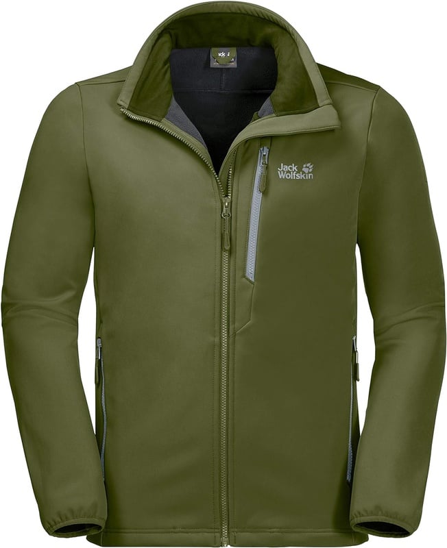 Jack Wolfskin Men's Whirlwind Softshell Jacket, Cypress Green, Large at Amazon Men’s Clothing store