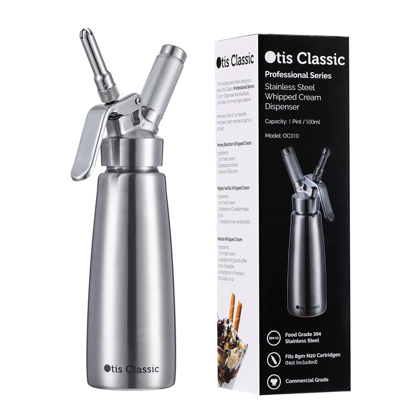 Amazon.com: Whipped Cream Dispenser Stainless Steel - Professional Whipped Cream Maker - Gourmet Cream Whipper - Large 500ml / 1 Pint Capacity Canister - Includes 3 Culinary Decorating Nozzles: Kitchen & Dining