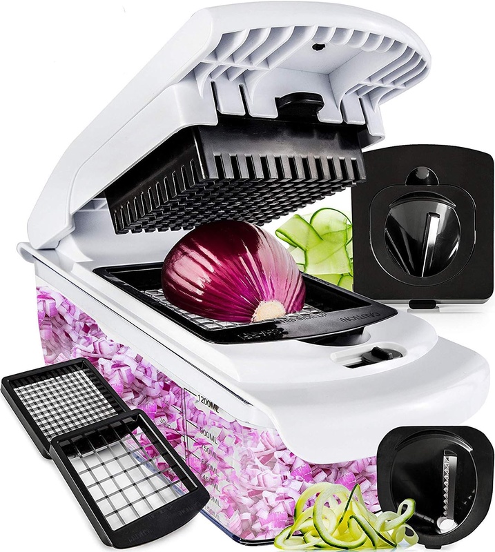 Amazon.com: Fullstar Vegetable Chopper - Spiralizer Vegetable Slicer - Onion Chopper with Container - Pro Food Chopper - Slicer Dicer Cutter - 4 Blades: Kitchen & Dining