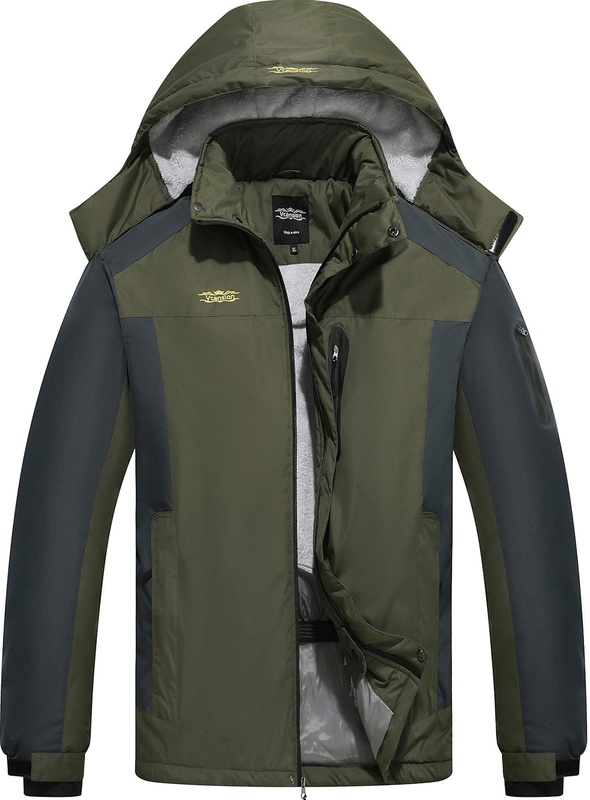 Amazon.com: Vcansion Men's Waterproof Mountain Jacket Fleece Outerwear Windproof Ski Jacket Snow Jacket Raincoat Army Green L: Clothing