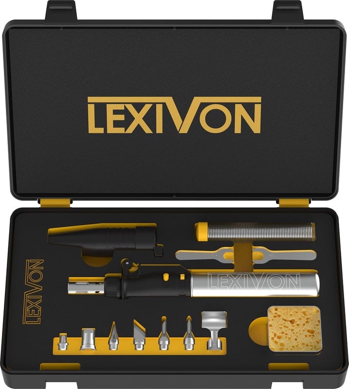 LEXIVON Butane Soldering Iron Multi-Purpose Kit | Cordless Self-Igniting Adjustable Flame 7-Tip Set | Pro Grade 125-Watt Equivalent (LX-770): Amazon.com: Industrial & Scientific