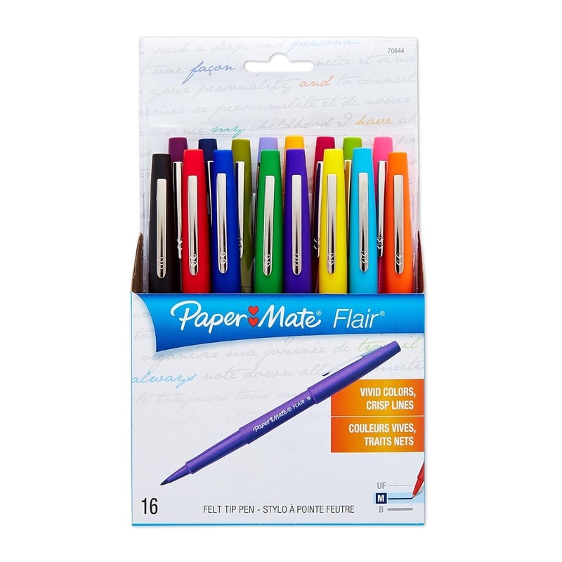 Amazon.com : Paper Mate 70644 Point Guard Flair Porous Point Stick Pen, Assorted Colors, Medium, 16-Count : Porous Point Pens : Office Products