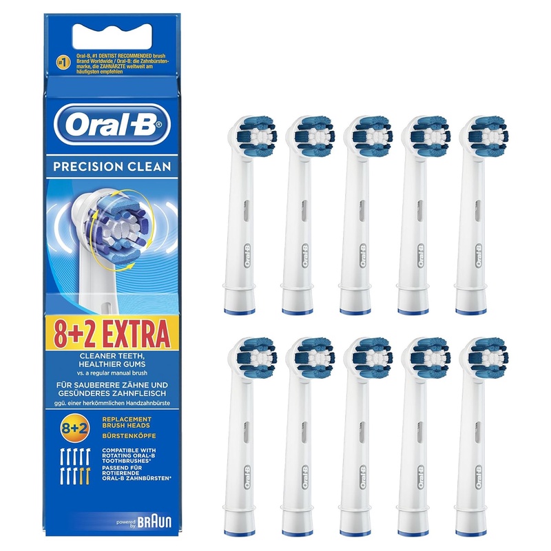 Amazon.com: Genuine Original Oral-B Braun Precision Clean Replacement Rechargeable Toothbrush Heads (10 Count): Health & Personal Care