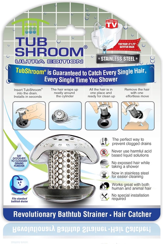 Amazon.com: TubShroom Ultra Revolutionary Bath Tub Drain Protector Hair Catcher/Strainer/Snare Stainless Steel, Single Pack: Home & Kitchen