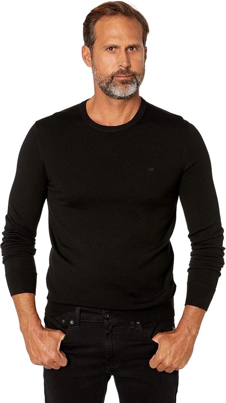 Calvin Klein Mens Merino Sweater Crew Neck, black 2019, Large at Amazon Men’s Clothing store
