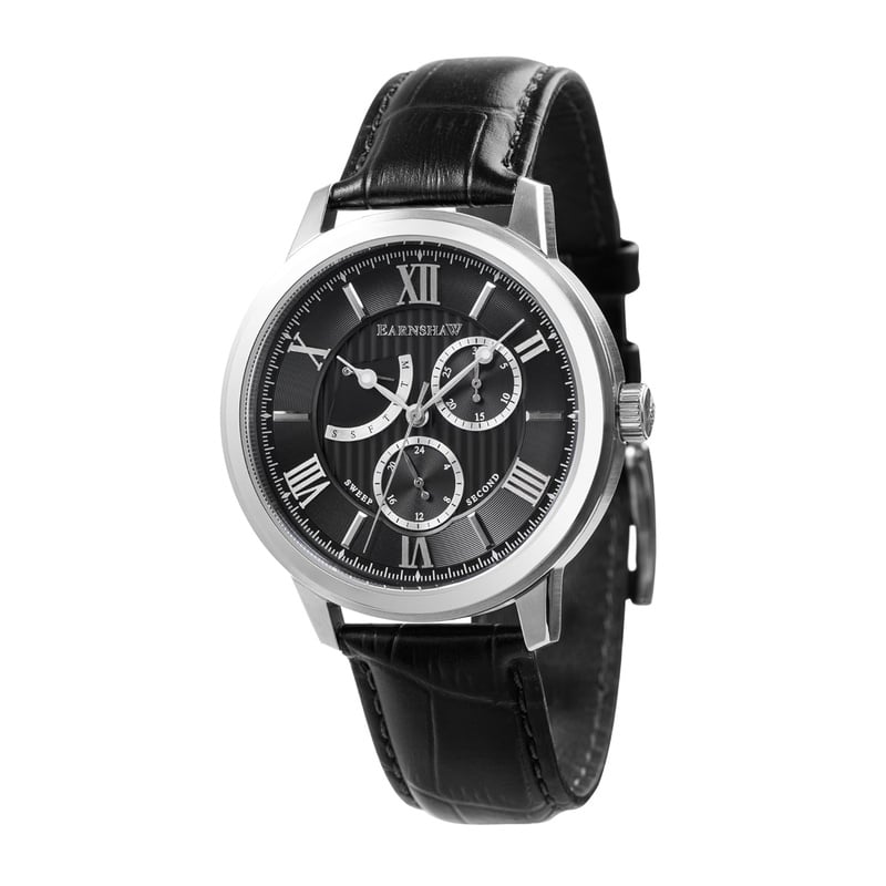 Amazon.com: Thomas Earnshaw Men's Cornwall Stainless Steel Japanese-Quartz Watch with Leather Strap, Black, 20 (Model: ES-8060-01): Thomas Earnshaw: Watches
