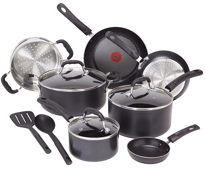 Amazon.com: T-fal C515SC Professional Total Nonstick Thermo-Spot Heat Indicator Induction Base Cookware Set, 12-Piece, Black: Kitchen & Dining