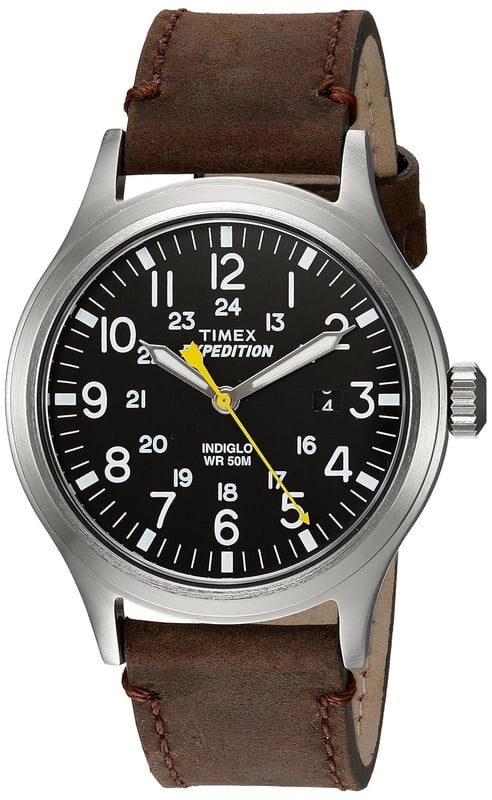 Amazon.com: Timex Men's TWC004500 Expedition Scout Black/Brown Leather Strap Watch: Watches