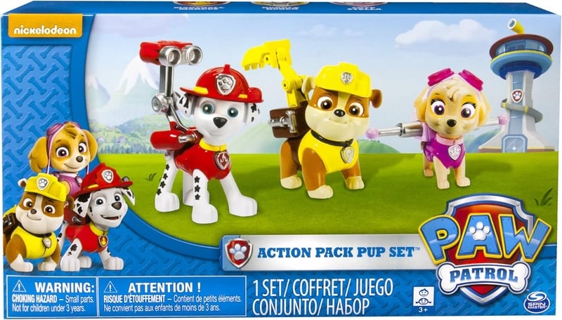 Amazon.com: Paw Patrol Action Pack Pups 3pk Figure Set Marshal, Skye, Rubble: Toys & Games