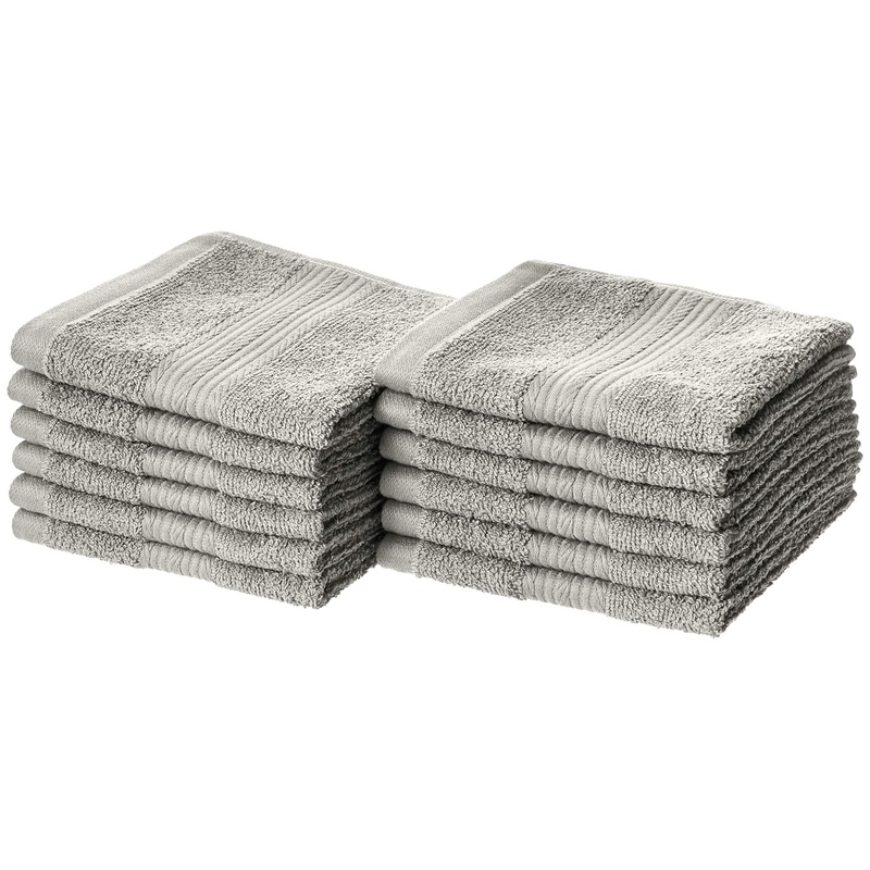 Amazon.com: AmazonBasics Fade-Resistant Cotton Washcloth - 12-Pack, Grey: Home & Kitchen