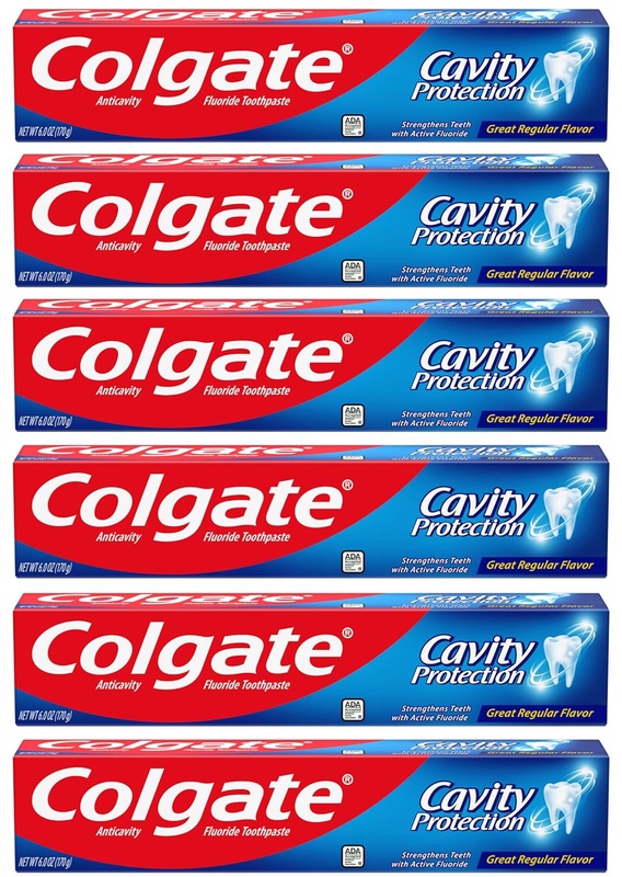 Amazon.com : Colgate Cavity Protection Toothpaste with Fluoride - 6 Ounce (Pack of 6) : Beauty