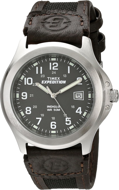Amazon.com: Timex Men's T40091 Expedition Metal Field Black/Brown Nylon/Leather Strap Watch: Timex: Watches