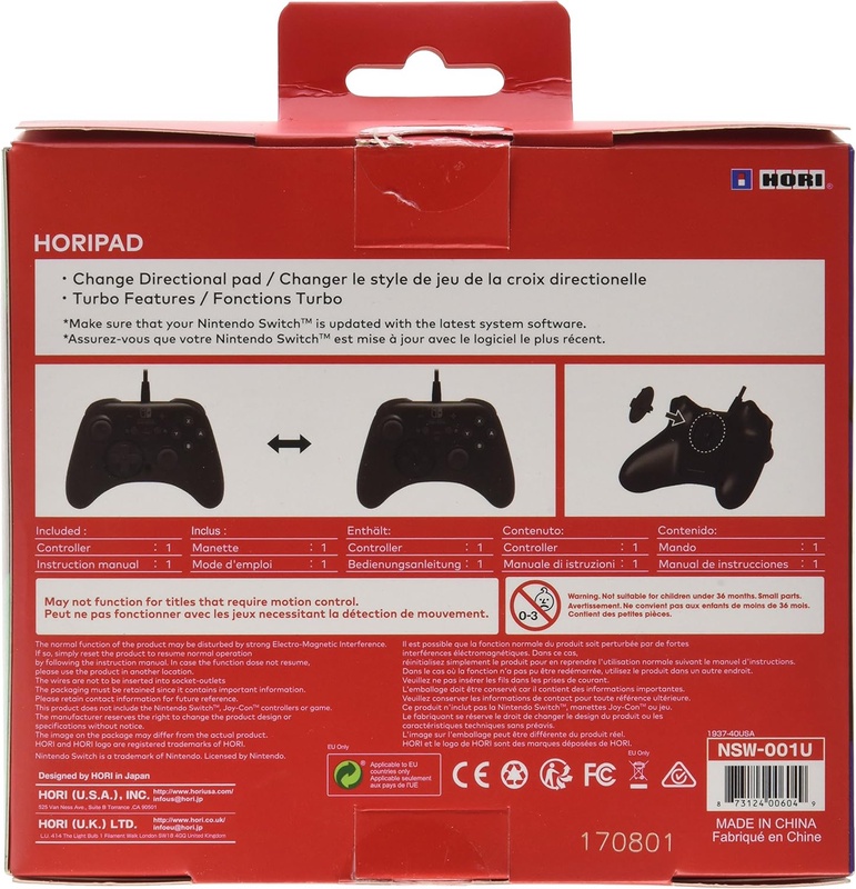 Amazon.com: HORI Nintendo Switch HORIPAD Wired Controller Officially Licensed by Nintendo - Nintendo Switch;: Video Games