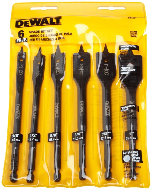 DEWALT Drill Bit Set, Spade Bits, Assorted, 3/8-Inch to 1-Inch, 6-Piece (DW1587) - - Amazon.com
