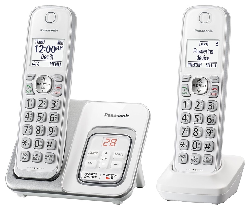 Amazon.com: Panasonic DECT 6.0 Expandable Cordless Phone with Answering Machine and Smart Call Block - 2 Cordless Handsets - KX-TGD532W (White): Electronics