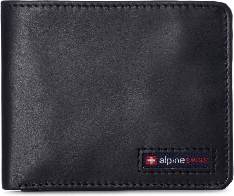 Alpine Swiss RFID Connor Passcase Bifold Wallet For Men Leather Hampton Collection Glossy Nappa Black at Amazon Men’s Clothing store