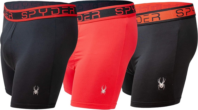 Amazon.com: Spyder Performance Mesh Mens Boxer Briefs Sports Underwear 3 Pack/Fly Front (Medium, Black/Red/Black): Sports & Outdoors