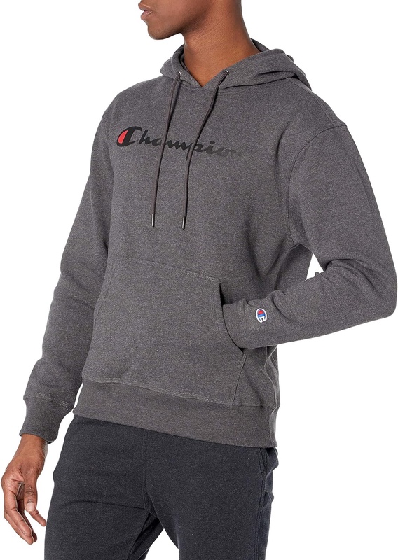 Champion Men's Graphic Powerblend Fleece Hoodie Script Sweatshirt at Amazon Men’s Clothing store