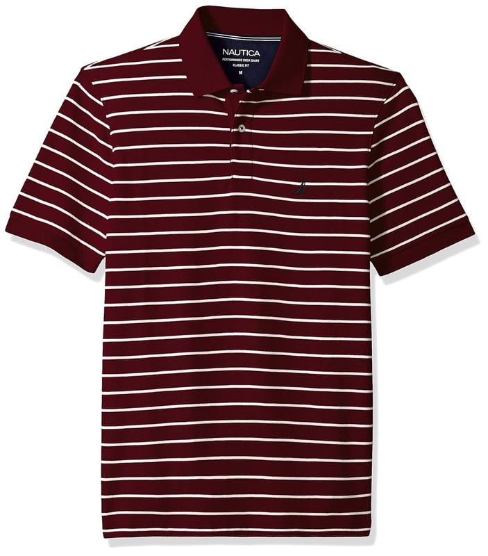 Nautica Men's Classic Fit Short Sleeve Striped Polo Shirt, Royal Burgundy, Large at Amazon Men’s Clothing store