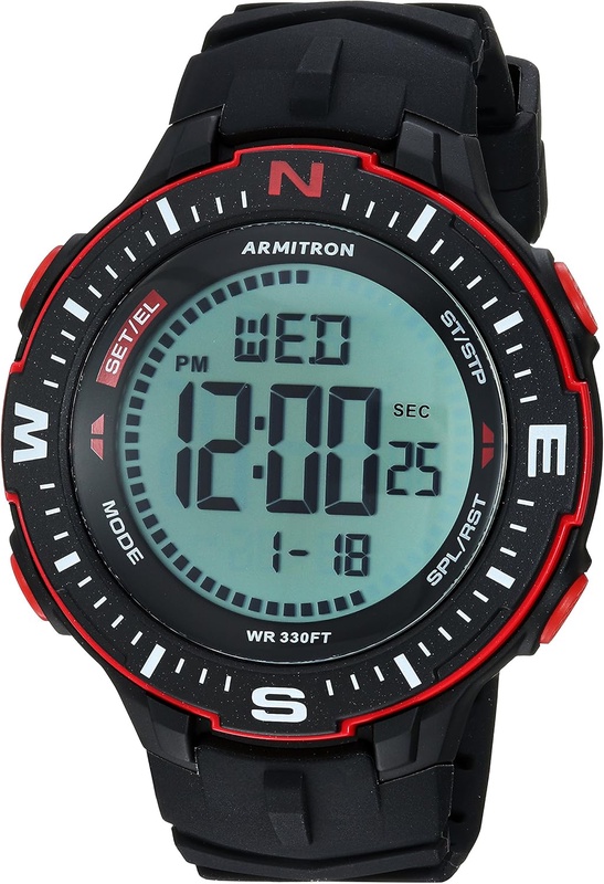 Amazon.com: Armitron Sport Men's 40/8391BRD Red Accented Digital Chronograph Black Silicone Strap Watch: Watches
