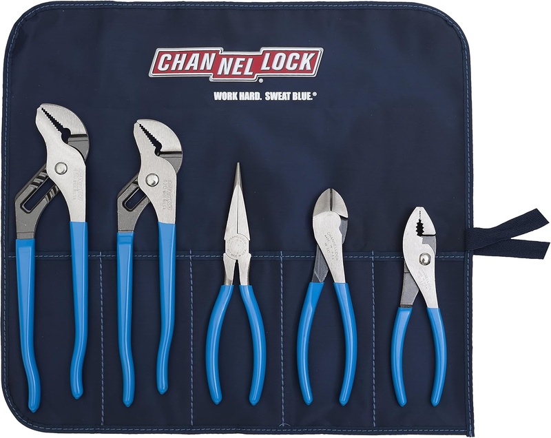 Channellock TOOL ROLL-3 5 Piece Pliers Set | Fast Release Handy Vinyl Pouch Features Long Nose, Diagonal Cutter, Slip Joint, and Tongue and Groove (2) Pliers | Forged from High Carbon Steel | Made in the USA - Tongue And Groove Pliers - Amazon.com