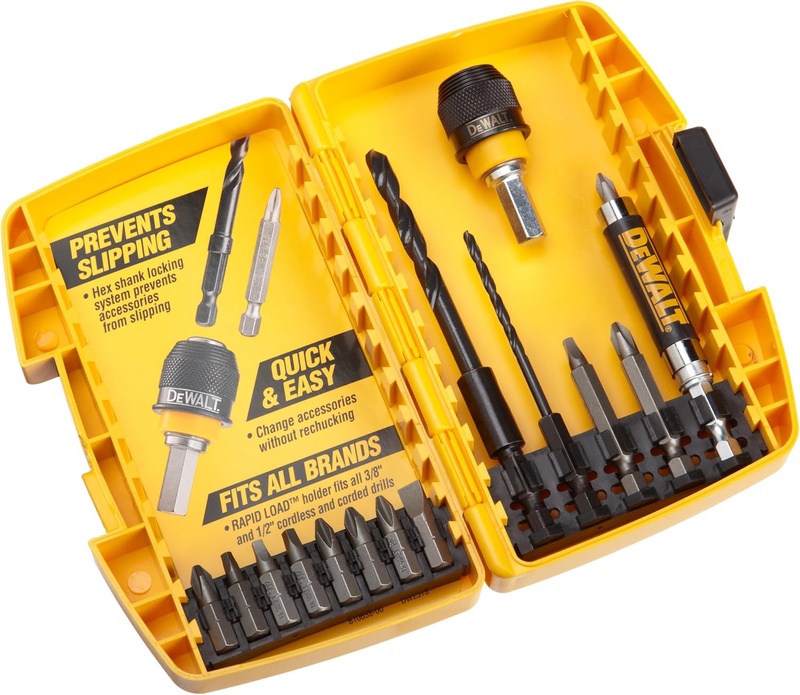 DEWALT DW2513 Rapid Load 15 Piece Drilling and Driving Set in Plastic Case - Jobber Drill Bits - Amazon.com