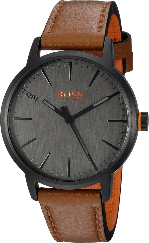 Amazon.com: HUGO BOSS Men's Copenhagen Stainless Steel Quartz Watch with Leather Strap, Brown, 20 (Model: 1550054): Watches