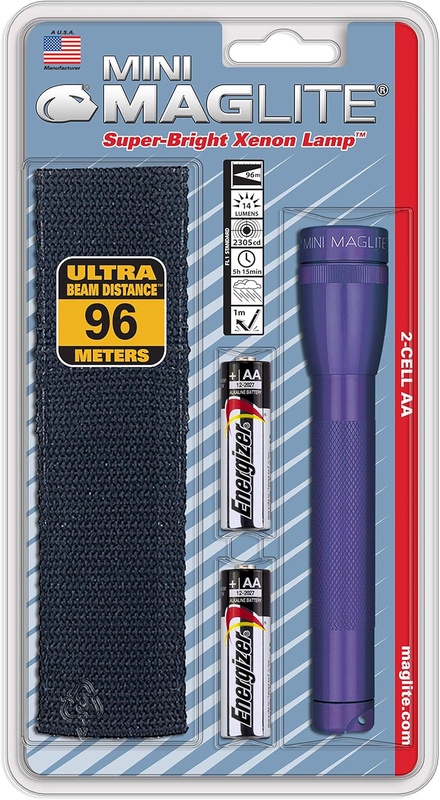 Maglite Mini Incandescent 2-Cell AA Flashlight with Holster, Purple - Basic Handheld Flashlights - Amazon.com
