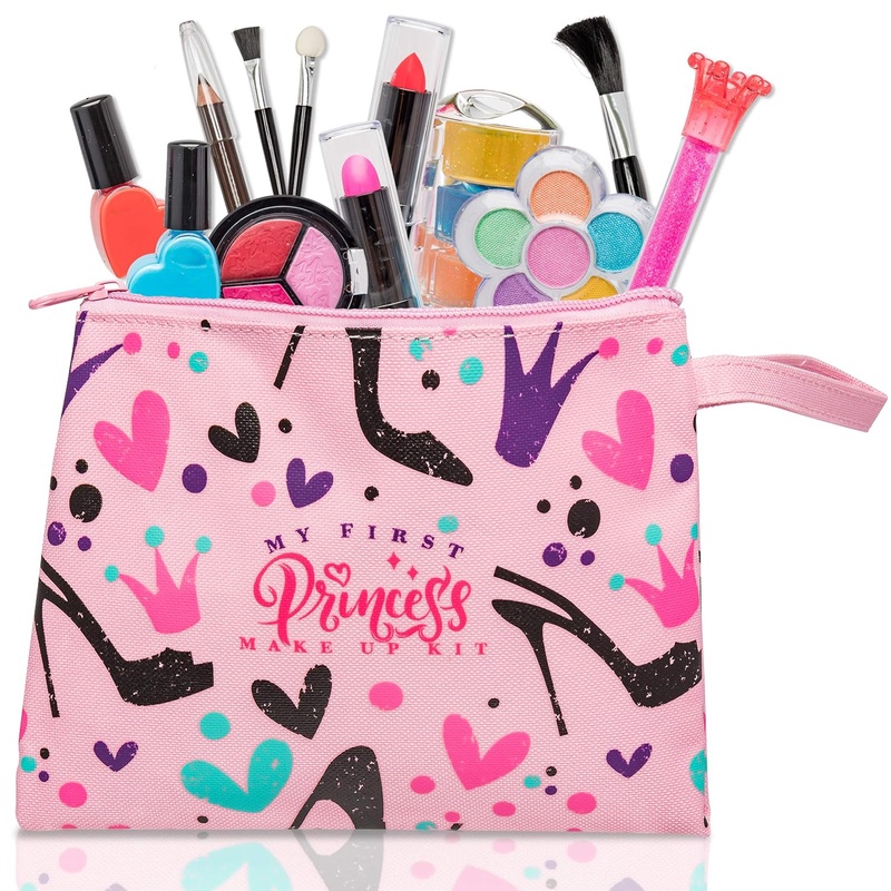Amazon.com: My First Princess Make Up Kit - 12 PC Kids Makeup Set - Washable Pretend Makeup for Girls - These Makeup Toys for Girls Include Everything Your Princess Needs to Play Dress Up - Comes With Stylish Bag: Toys & Games