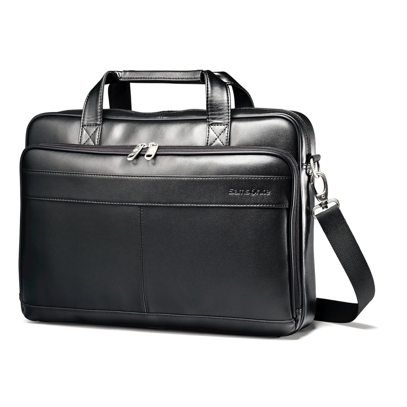 Amazon.com | Samsonite Luggage Leather Slim Briefcase, Black | Briefcases