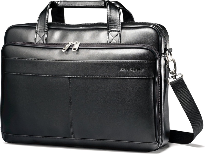 Amazon.com | Samsonite Leather Slim Briefcase, Black, 16 Inch | Briefcases