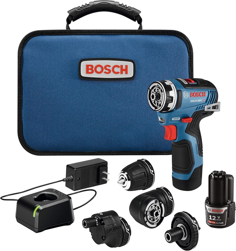 Amazon.com: Bosch GSR12V-300FCB22 12V Max EC Brushless Flexiclick 5-In-1 Drill/Driver System with (2) 2.0 Ah Batteries: Home Improvement
