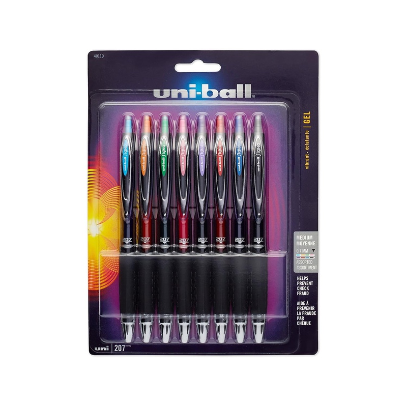 Amazon.com: uni-ball 207 Retractable Gel Pens, Medium Point (0.7mm), Assorted Colors, 8 Count: Industrial & Scientific