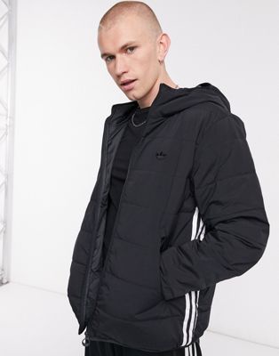 adidas Originals three stripe padded jacket in black | ASOS