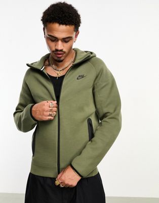 Nike Tech Fleece full-zip hoodie in olive | ASOS