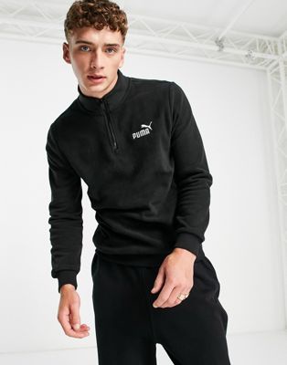 Puma essentials 1/4 zip fleece in black | ASOS